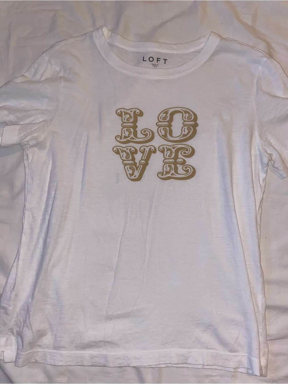 LOFT White Tee with Navy Logo Print